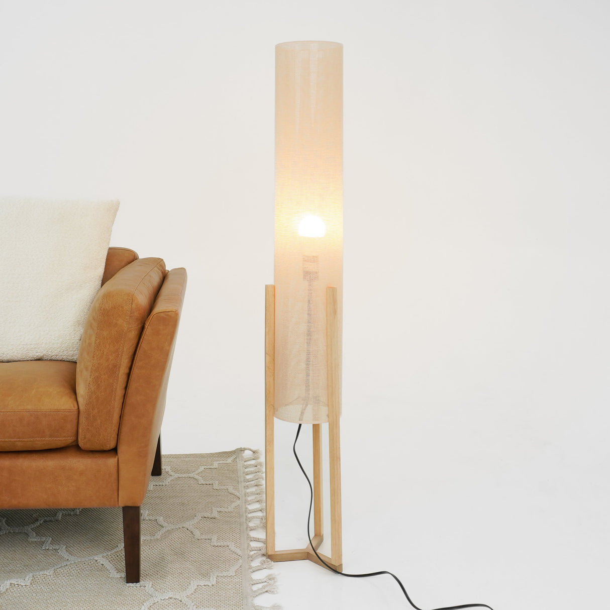 Ethos Floor Lamp Oak and Natural from Ashcroft Furniture - Luna Furniture