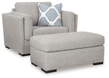 Evansley Chair and Ottoman in Pewter from Ashley - Luna Furniture
