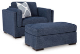 Evansley Sofa, Loveseat, Chair and Ottoman in Navy from Ashley - Luna Furniture