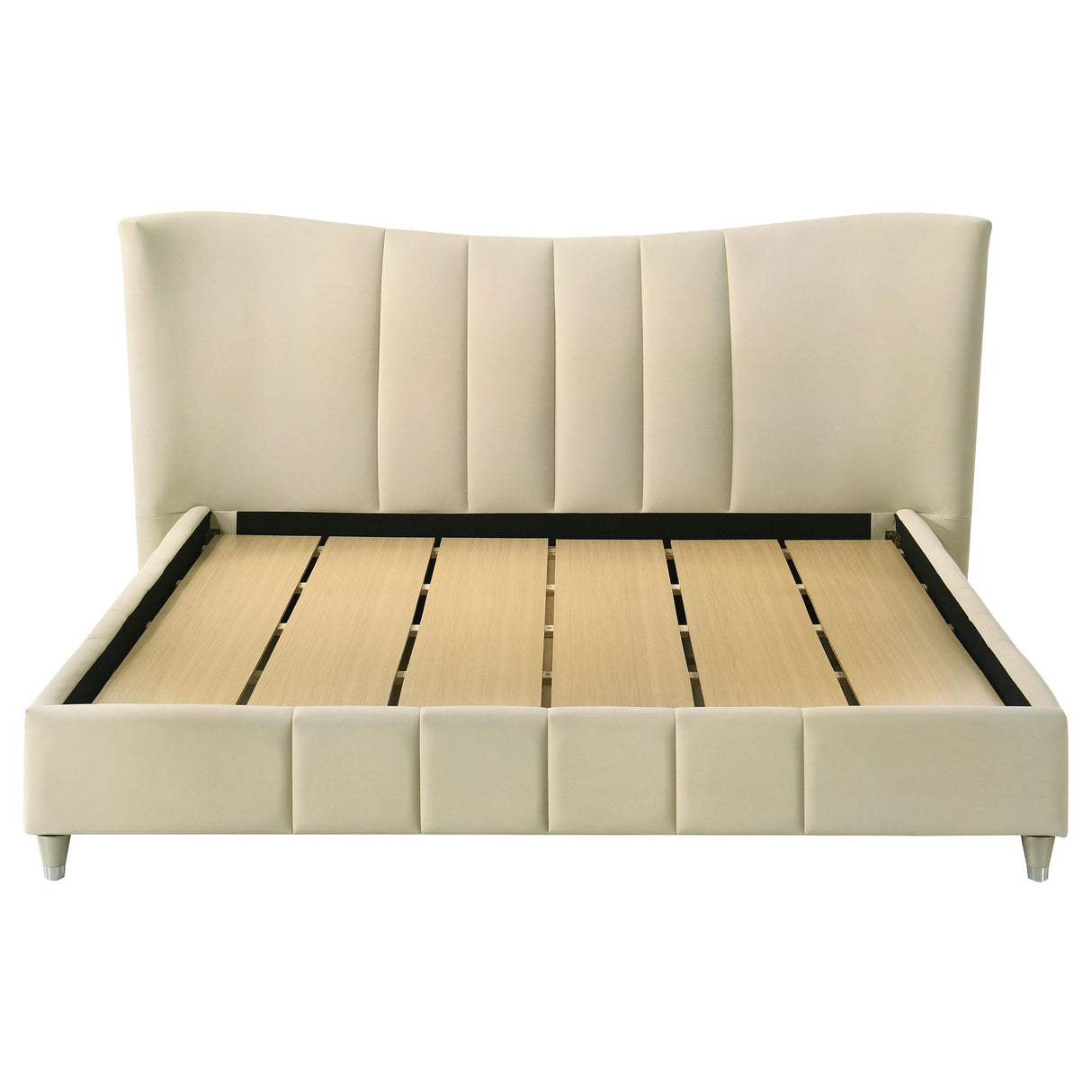 Evelyn Ivory Upholstered Eastern King Panel Platform Bed from Coaster - Luna Furniture