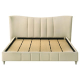 Evelyn Ivory Upholstered Eastern King Panel Platform Bed from Coaster - Luna Furniture