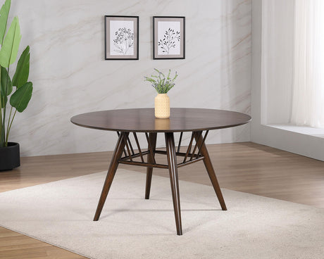 Everton Walnut Round 53-inch Wood Dining Table from Coaster - Luna Furniture