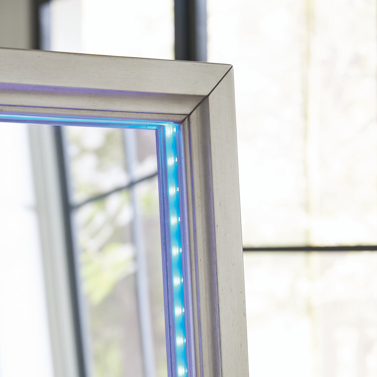 Evesen Champagne Floor Standing Mirror/Storage from Ashley - Luna Furniture