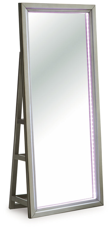 Evesen Champagne Floor Standing Mirror/Storage from Ashley - Luna Furniture