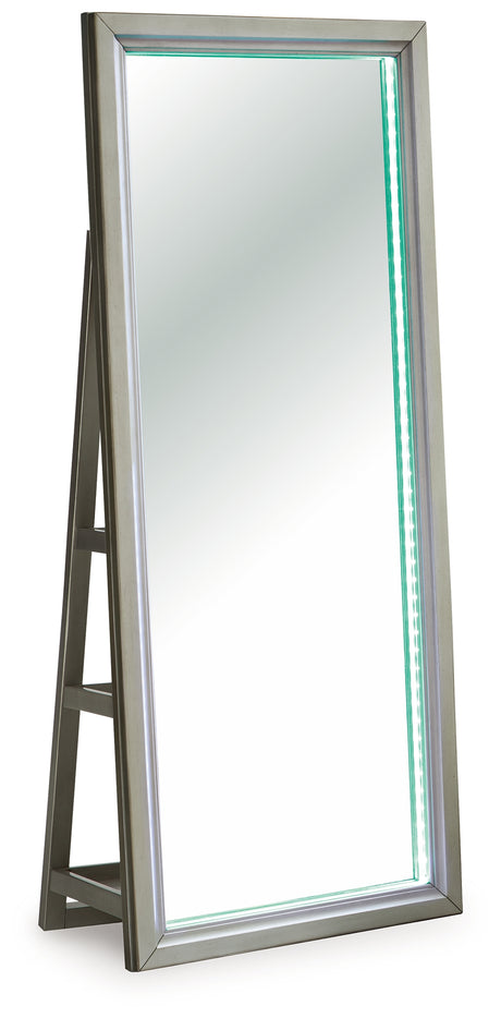 Evesen Champagne Floor Standing Mirror/Storage from Ashley - Luna Furniture