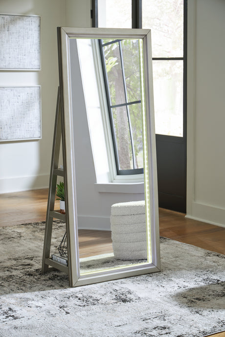 Evesen Champagne Floor Standing Mirror/Storage from Ashley - Luna Furniture