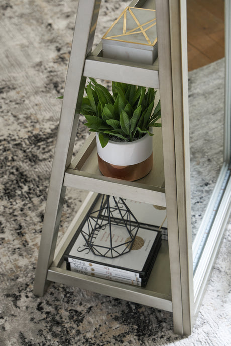 Evesen Champagne Floor Standing Mirror/Storage from Ashley - Luna Furniture