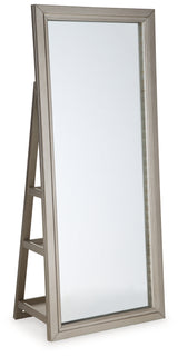Evesen Champagne Floor Standing Mirror with Storage from Ashley - Luna Furniture