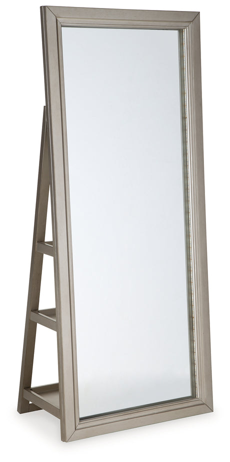 Evesen Champagne Floor Standing Mirror with Storage - A8010379