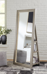 Evesen Champagne Floor Standing Mirror with Storage from Ashley - Luna Furniture