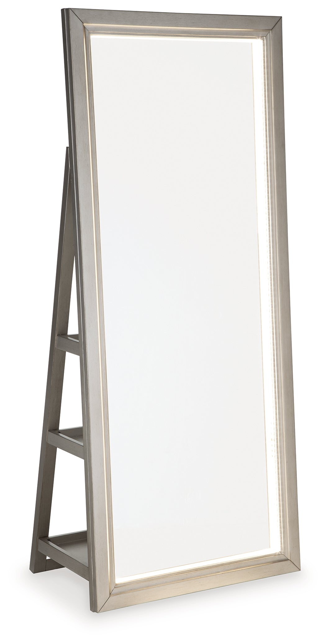 Evesen Champagne Floor Standing Mirror with Storage from Ashley - Luna Furniture