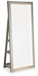 Evesen Champagne Floor Standing Mirror with Storage from Ashley - Luna Furniture
