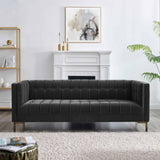 Isaac Channel Stitched Gray Velvet Sofa from Steve Silver - Luna Furniture