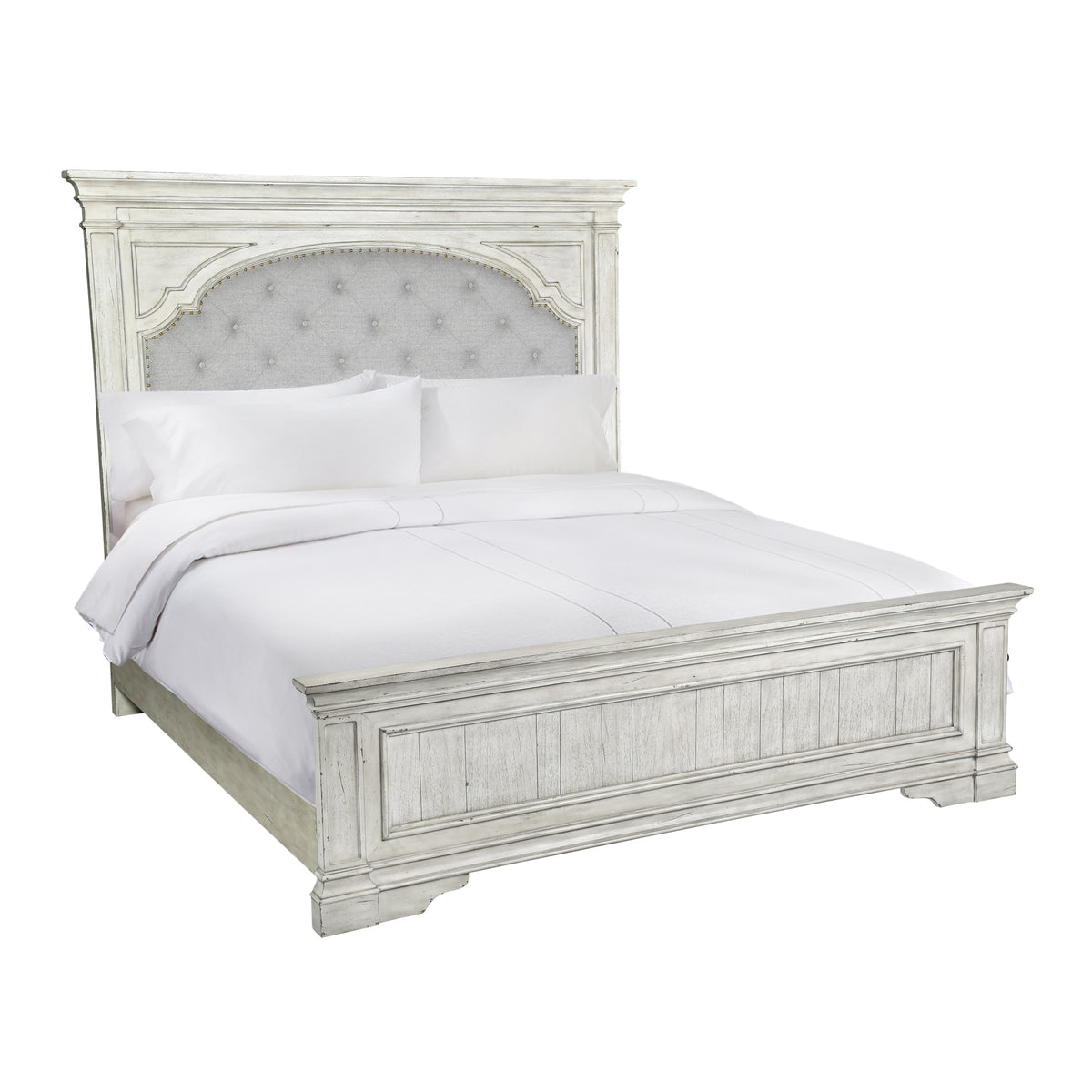 Highland Park Cathedral White 4-Piece Queen Bedroom Set (Queen Bed/DR/MR/NS) from Steve Silver - Luna Furniture