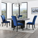 Camila Blue/Espresso 5-Piece Rectangle Gray Marble Top Dining Set from Steve Silver - Luna Furniture