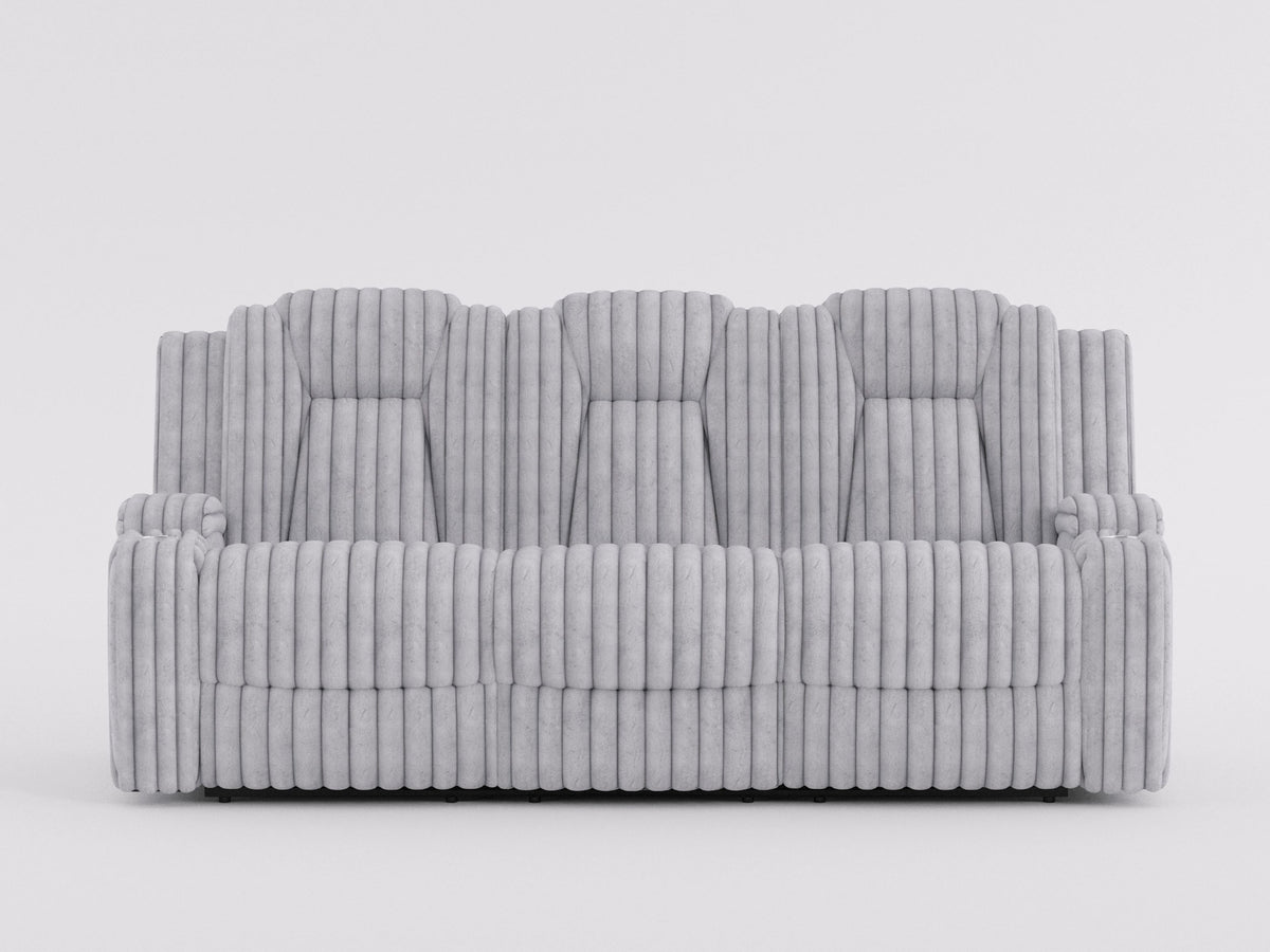 Phyllis Light Gray Double Reclining Sofa with Cup Holders from Homelegance - Luna Furniture
