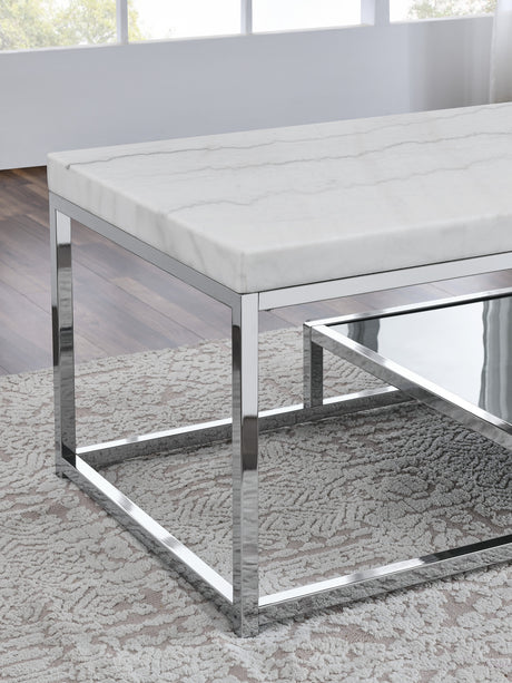Aston White Marble End Table from Steve Silver - Luna Furniture