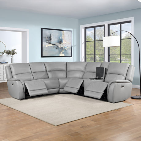 Alexandria Stone Top-Grain Leather 6-Piece Power Reclining Set from Steve Silver - Luna Furniture
