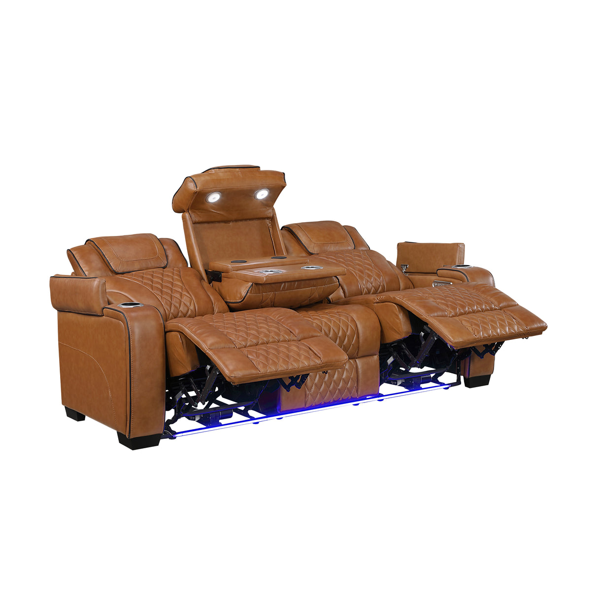 Apex Brown Leather Power Double Reclining Sofa from Homelegance - Luna Furniture