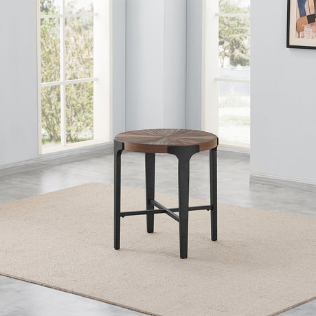 Chevron Cinnamon 22-inch Round End Table from Steve Silver - Luna Furniture
