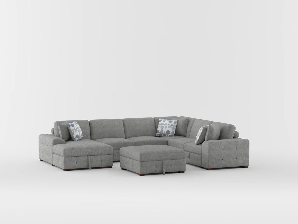 Raife Gray 4-Piece LAF Chaise Sectional with Pull-Out Bed from Homelegance - Luna Furniture