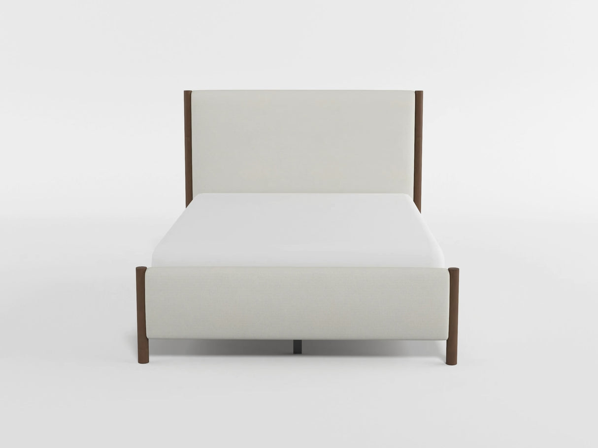 Julian Beige/Caramel Oak California King Upholstered Platform Bed from Homelegance - Luna Furniture