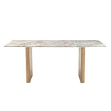 Abra 76" Dining Table in Toronto Marble Top and Light Mango Base from Home Trends & Design - Luna Furniture
