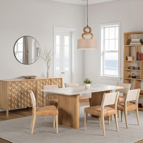 Abra 76" Dining Table in Toronto Marble Top and Light Mango Base from Home Trends & Design - Luna Furniture