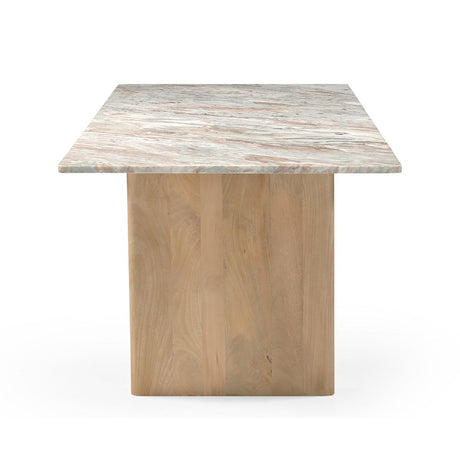 Abra 76" Dining Table in Toronto Marble Top and Light Mango Base from Home Trends & Design - Luna Furniture