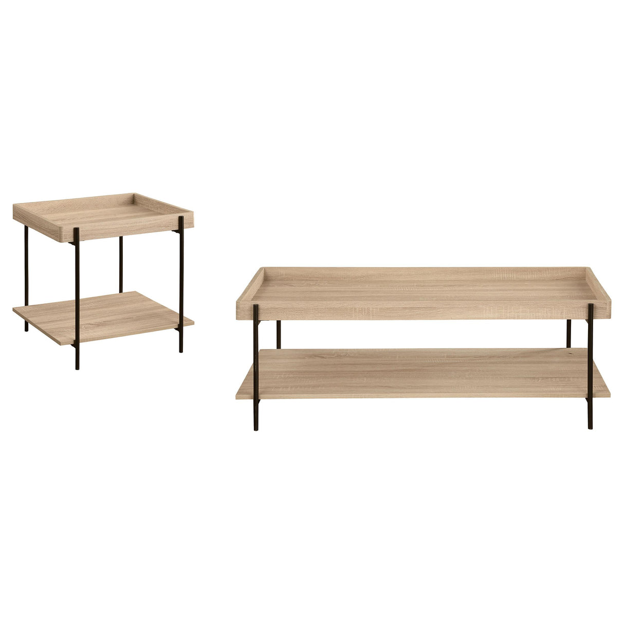 Fallon Natural 2-Piece Rectangular Coffee and End Table Set from Coaster - Luna Furniture