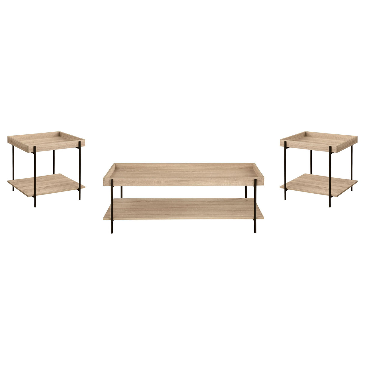 Fallon Natural 3-Piece Rectangular Coffee and End Table Set from Coaster - Luna Furniture