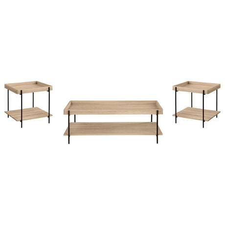 Fallon Natural 3-Piece Rectangular Coffee and End Table Set from Coaster - Luna Furniture