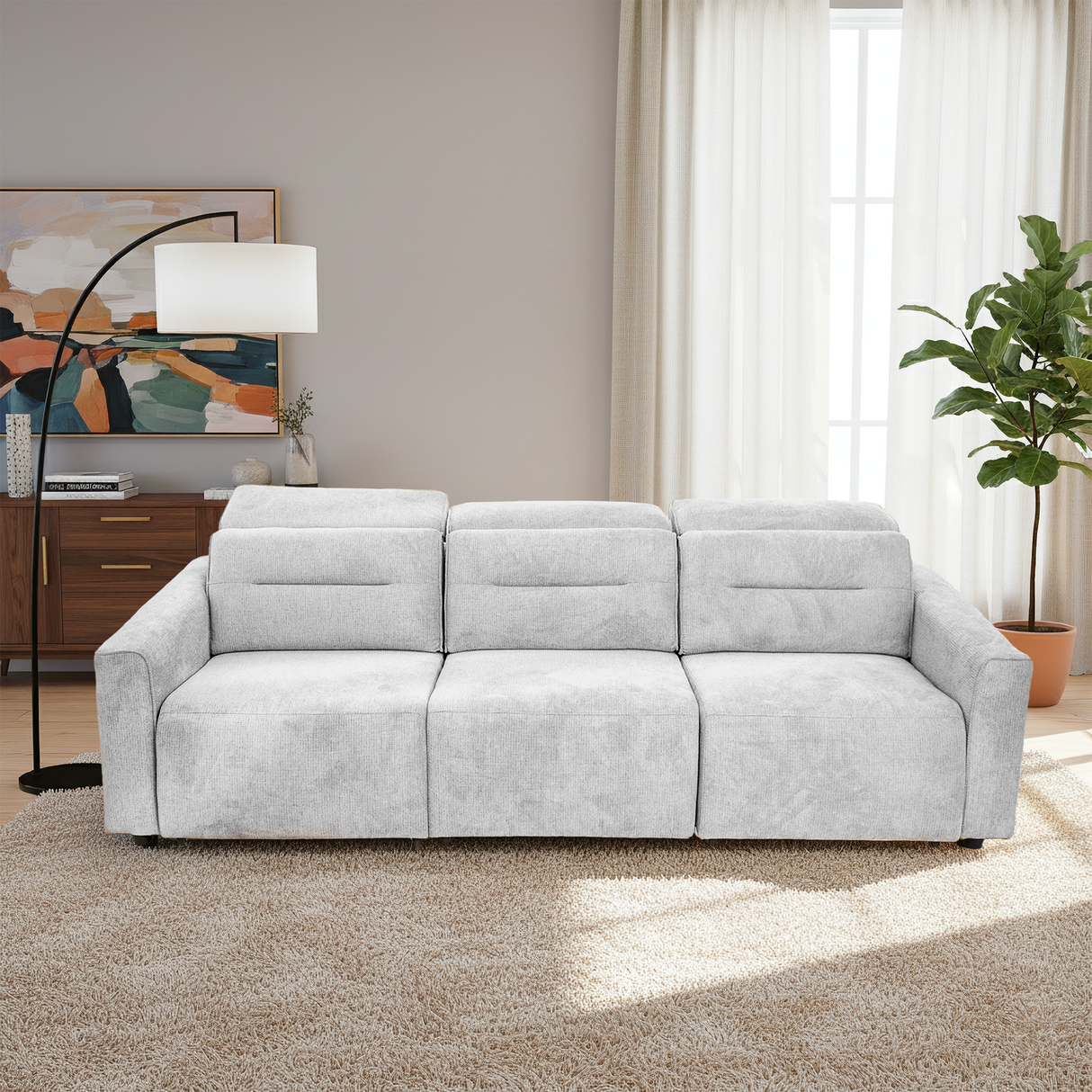 Falmouth Light Gray Power Reclining Sofa from Midinmod - Luna Furniture