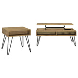 Fanning Golden Oak 2-Piece Lift Top Coffee and End Table Set from Coaster - Luna Furniture
