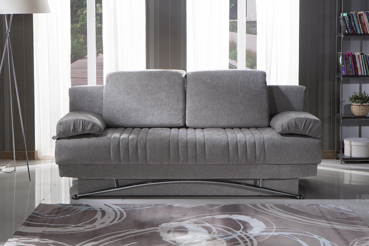 Fantasy Valencia Grey Plain Fabric 3-Seat Sleeper Sofa from Bellona - Luna Furniture
