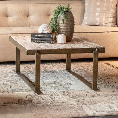 Argos 32" Coffee Table with Marble and Antique Brass from Home Trends & Design - Luna Furniture