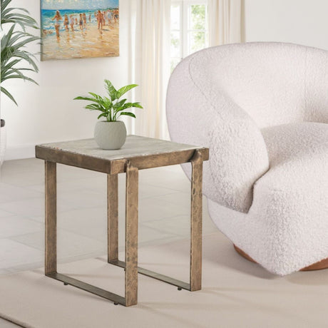 Argos 20" Side Table with Marble and Antique Brass from Home Trends & Design - Luna Furniture