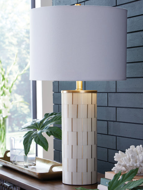 Faridworth White/Gold Finish Table Lamp from Ashley - Luna Furniture
