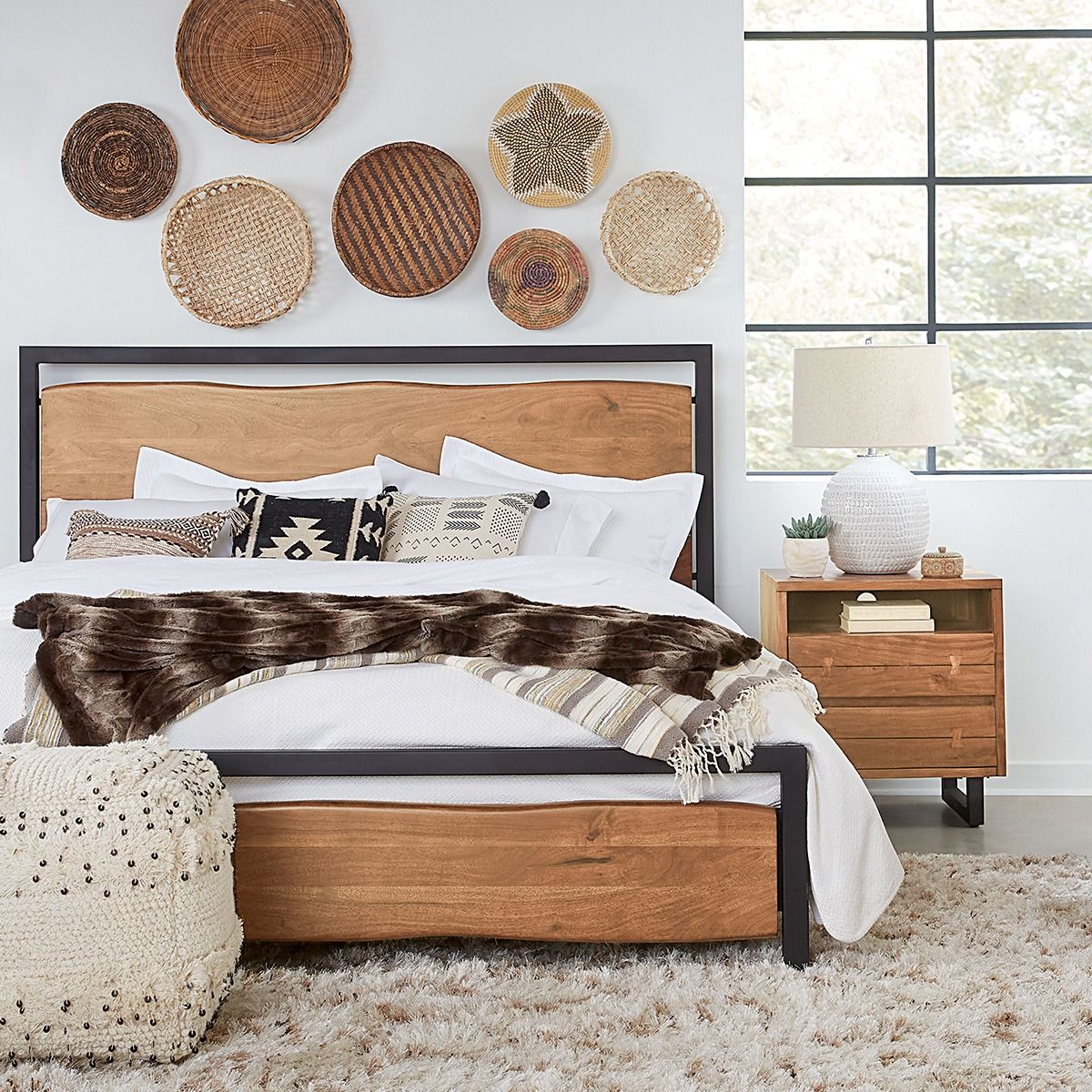 Aspen Queen Bed in Smoked Acacia from Home Trends & Design - Luna Furniture