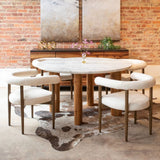 Barcelona 54" Round Dining Table with White Marble and Reclaimed Wood Legs from Home Trends & Design - Luna Furniture