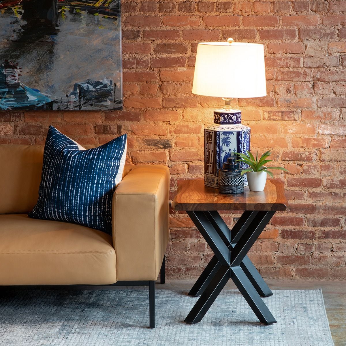 Brisbane 26" Side Table in Natural Sheesham Wood and Iron from Home Trends & Design - Luna Furniture