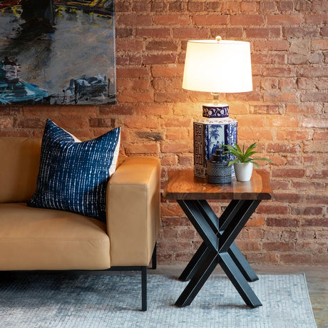 Brisbane 26" Side Table in Natural Sheesham Wood and Iron from Home Trends & Design - Luna Furniture