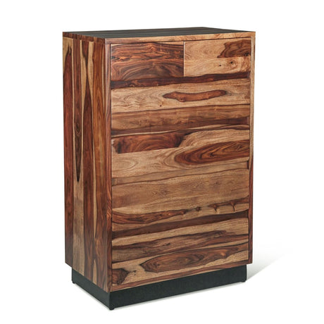 Brisbane 34" Tall Chest with Plinth Base in Natural Sheesham from Home Trends & Design - Luna Furniture