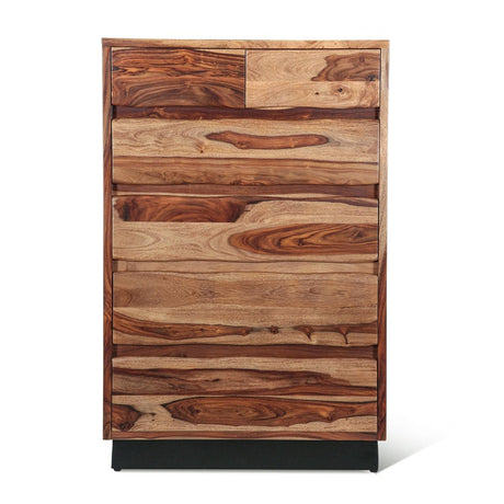 Brisbane 34" Tall Chest with Plinth Base in Natural Sheesham from Home Trends & Design - Luna Furniture