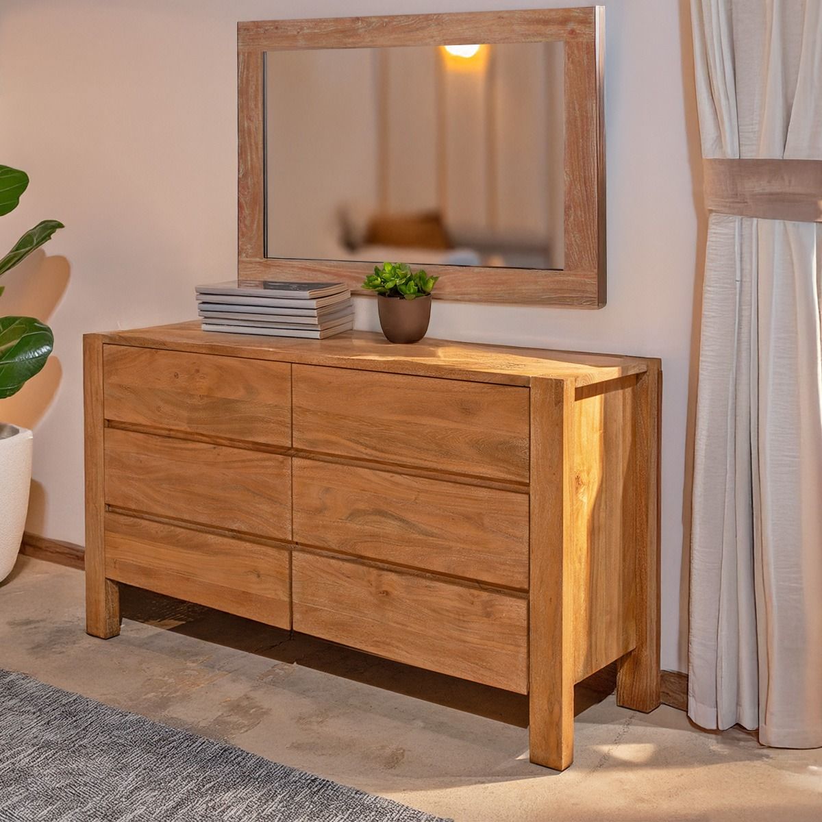 Sedona 42" Mirror in Brushed Acacia from Home Trends & Design - Luna Furniture