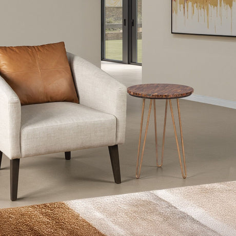 Calico 17" Side Table in Tiger Eye with Antique Gold Base from Home Trends & Design - Luna Furniture