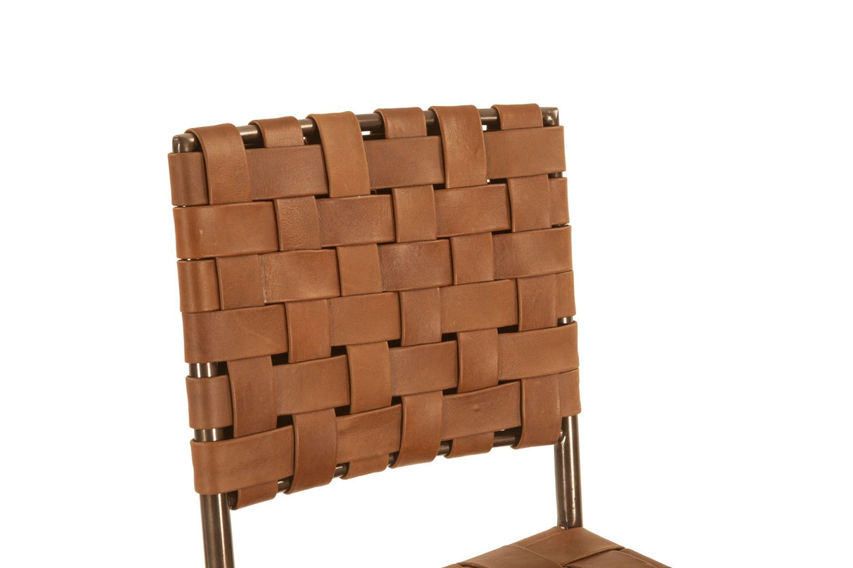 Copenhagen 17" Counter Chair in Brown Buffalo Leather and Iron from Home Trends & Design - Luna Furniture