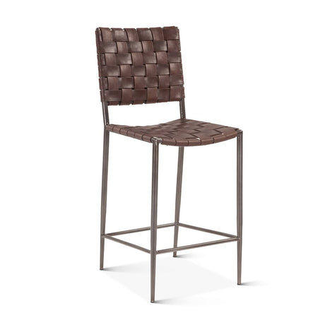 Copenhagen 17" Counter Chair in Chocolate Leather and Iron from Home Trends & Design - Luna Furniture