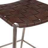 Copenhagen 17" Counter Chair in Chocolate Leather and Iron from Home Trends & Design - Luna Furniture