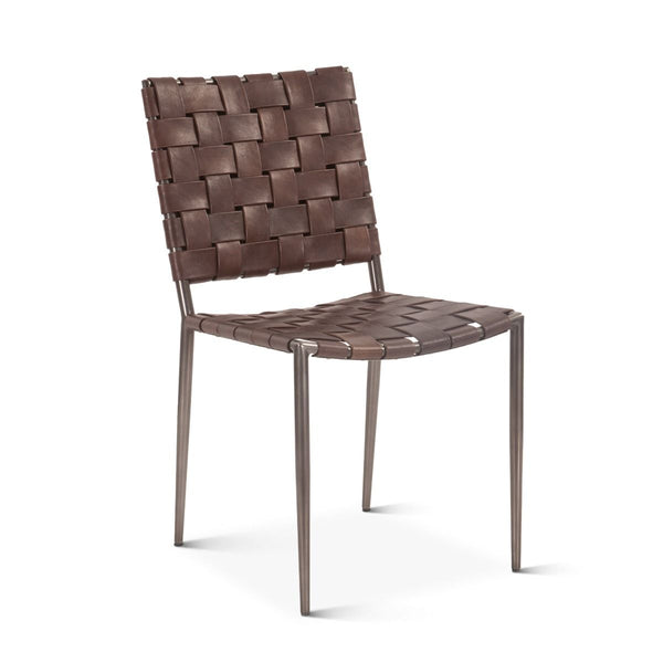 Copenhagen 18" Dining Chair in Tobacco Buffalo Leather with Iron, Set of 2